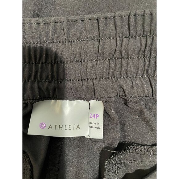 Athleta Black Stretch Cargo Pants Size 14P With Zipper Pockets - Picture 3 of 15